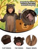 ROC PARTY Hooded Animal Costume for Kids 4-12 - Unisex Halloween Animal Dress-Up Outfit & Cosplay Playwear for Boys & Girls (Brown Teddy Bear, 8-10 Years)