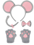 Cute Animal Cosplay Set - Cat, Fox, Bear, Dalmatian, Mouse Theme Accessories (Ears, Tail, Gloves, Bow)