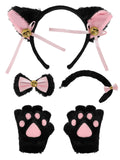 Cute Animal Cosplay Set - Cat, Fox, Bear, Dalmatian, Mouse Theme Accessories (Ears, Tail, Gloves, Bow)