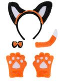 Cute Animal Cosplay Set - Cat, Fox, Bear, Dalmatian, Mouse Theme Accessories (Ears, Tail, Gloves, Bow)