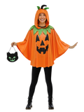 WOMEN PUMPKIN PONCHO HALLOWEEN COSTUME