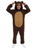 Adult Slim-Fit Brown Bear Onesie – Fleece Hooded Jumpsuit for Halloween, Animal Days & Sleepwear L