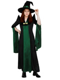 Wizard Cloak Halloween Costume for Women - Velvet Dress, Witch Hat & Glasses, Professor Cosplay Robe for Adult