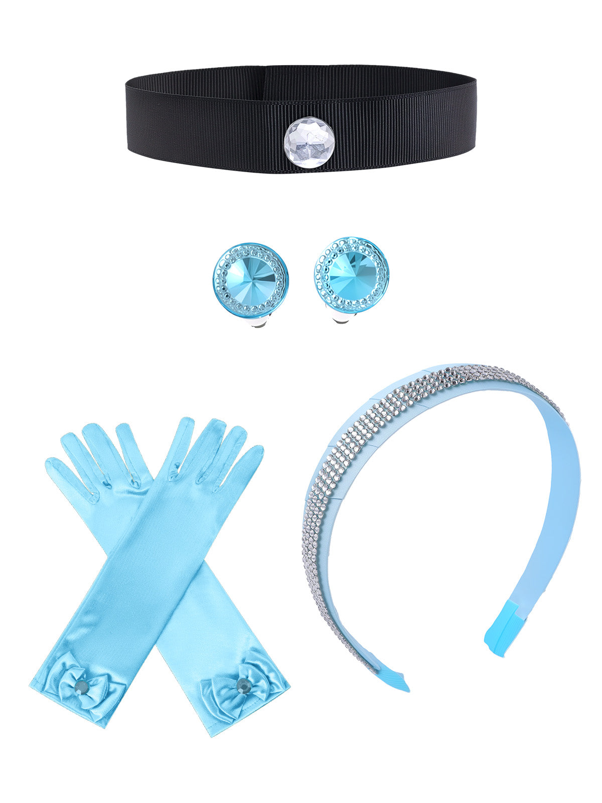 Princess Accessory Kit – 4 PCS Crown, Wand, Necklace & Earrings for Girls, Perfect for Dress-Up, Birthday Parties, Halloween & Princess Role Play