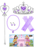 Princess Dress Up Accessories Set for Girls Crown, Wand, Gloves, Necklace, Earrings for Halloween