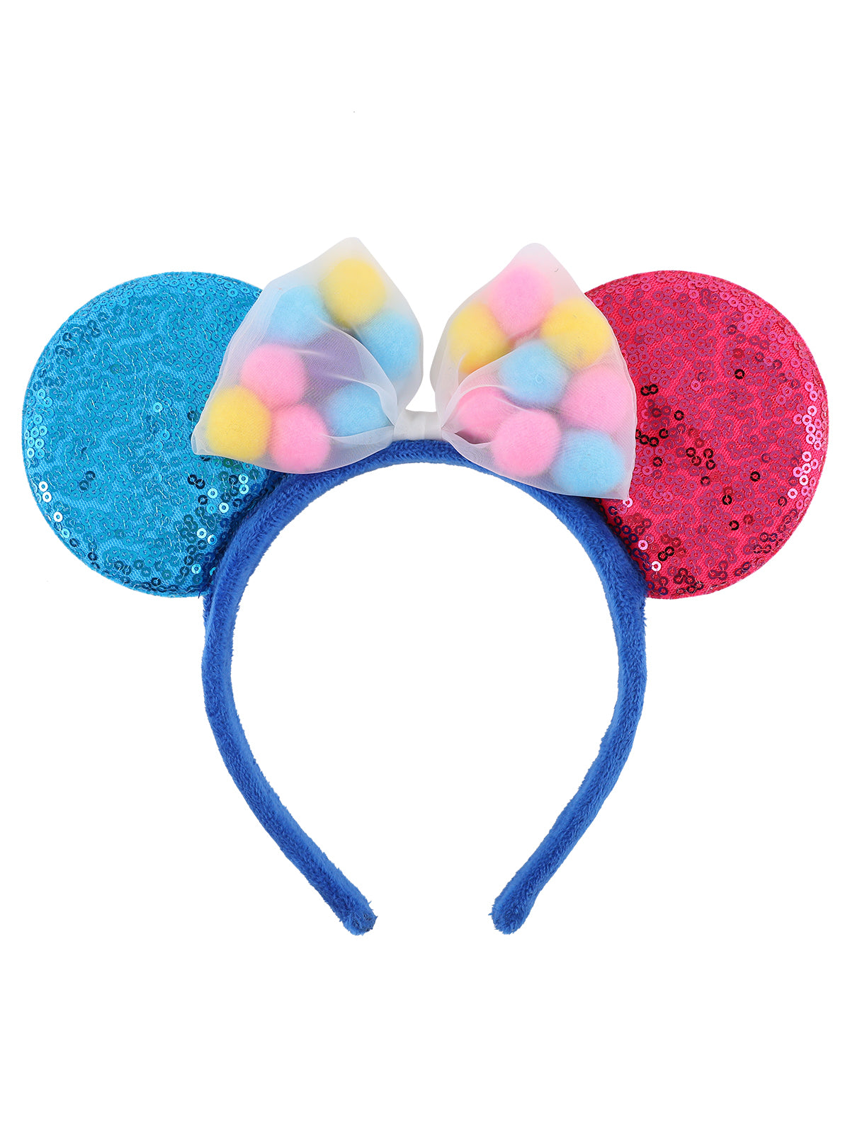 Mouse Ears Headband with Sequin Bow Cute Hair Accessories for Girls & Women, Perfect for Birthday Parties,