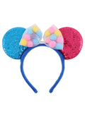 Mouse Ears Headband with Sequin Bow Cute Hair Accessories for Girls & Women, Perfect for Birthday Parties,