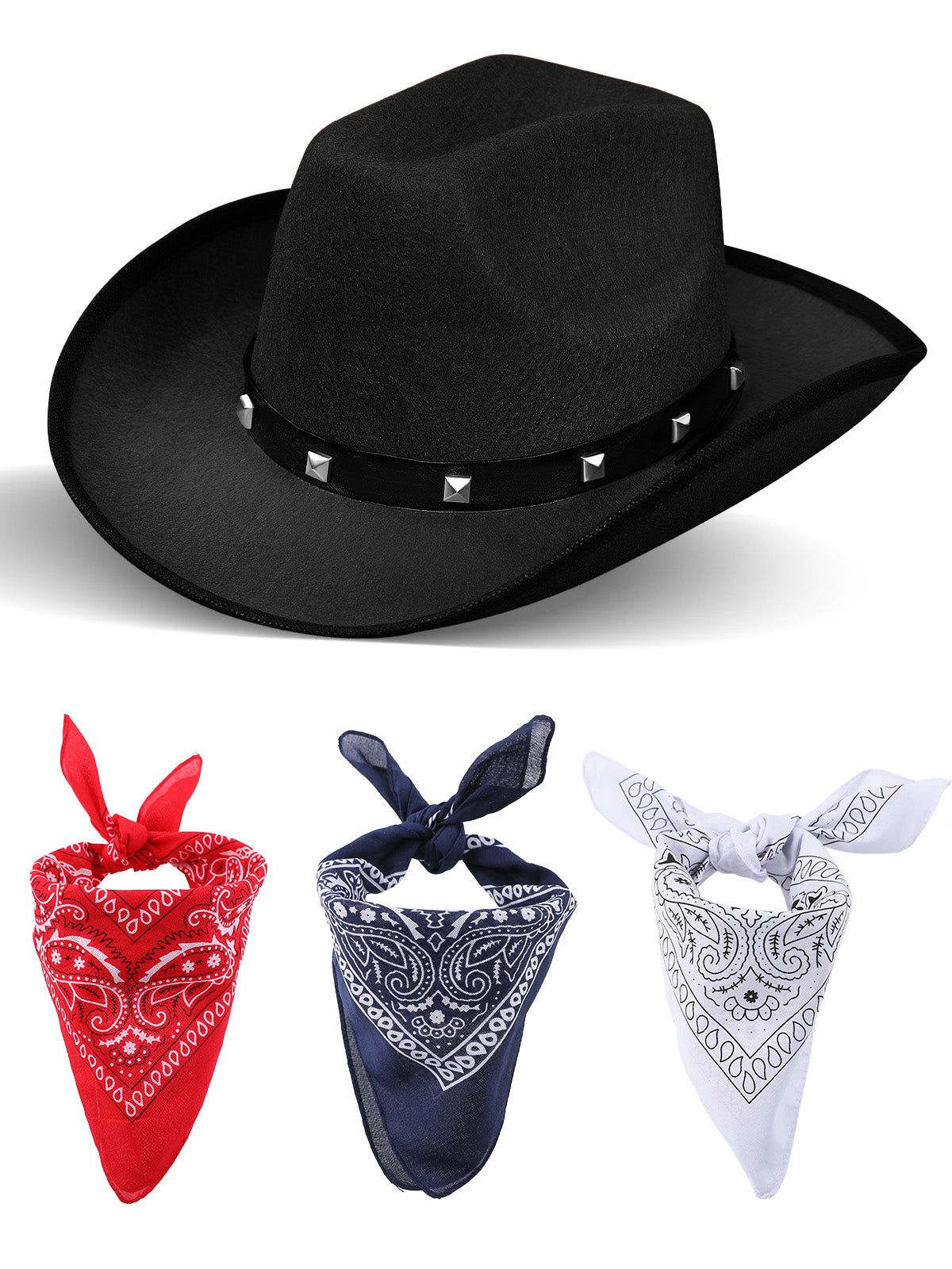 Western Cowboy Hat Accessory Set for Adult with Halloween Costumes