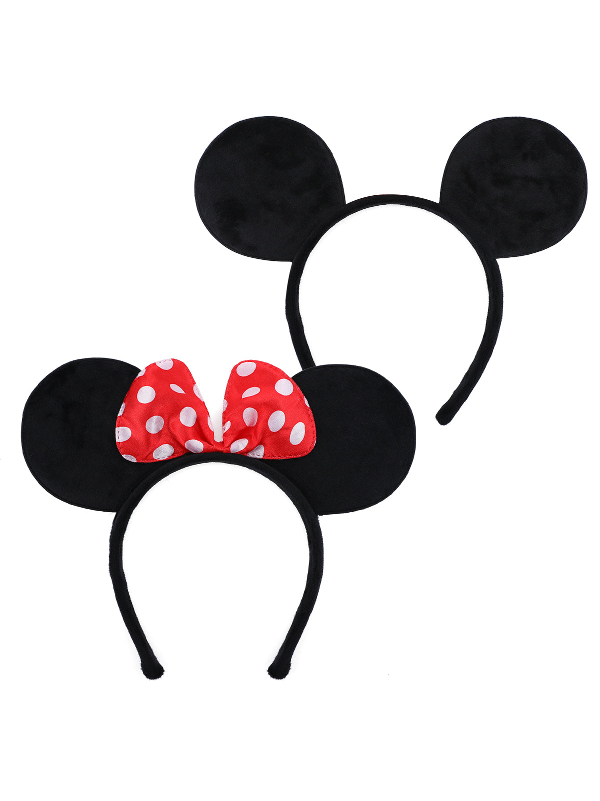 Mouse Ears Headband with Bow Cute Black and Red Polka Dot Ears for Girls and Women, Perfect for Birthday