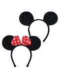 Mouse Ears Headband with Bow Cute Black and Red Polka Dot Ears for Girls and Women, Perfect for Birthday