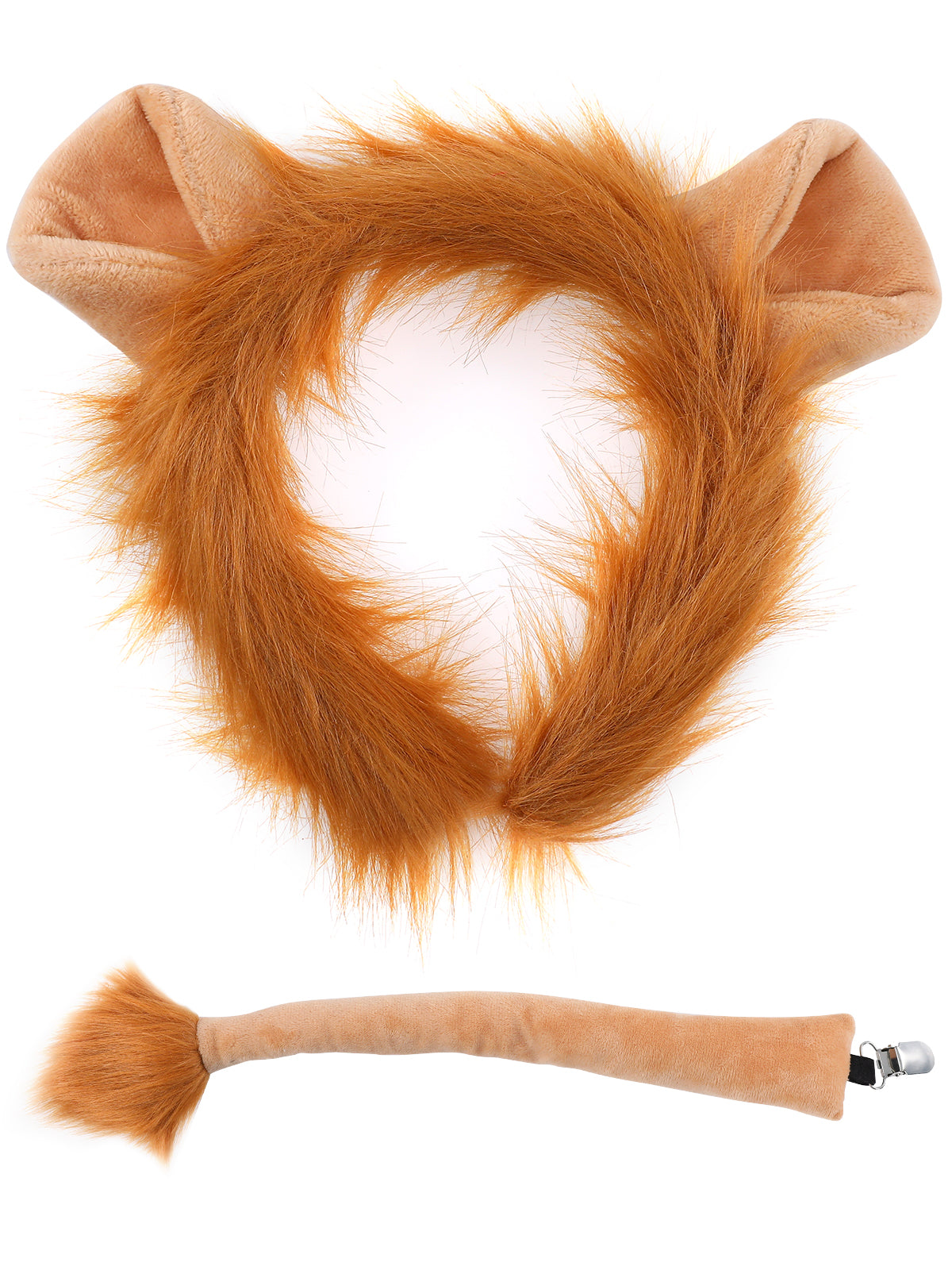 Lion Costume for Adults & Kids Brown Halloween Cosplay Set with Ears Headband, Tail & Animal Accessories for Party Dress Up