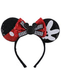 Mouse Ears Headband with Sequin Bow Cute Hair Accessories for Girls & Women, Perfect for Birthday Parties,