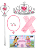 Princess Dress Up Accessories Set for Girls Crown, Wand, Gloves, Necklace, Earrings for Halloween