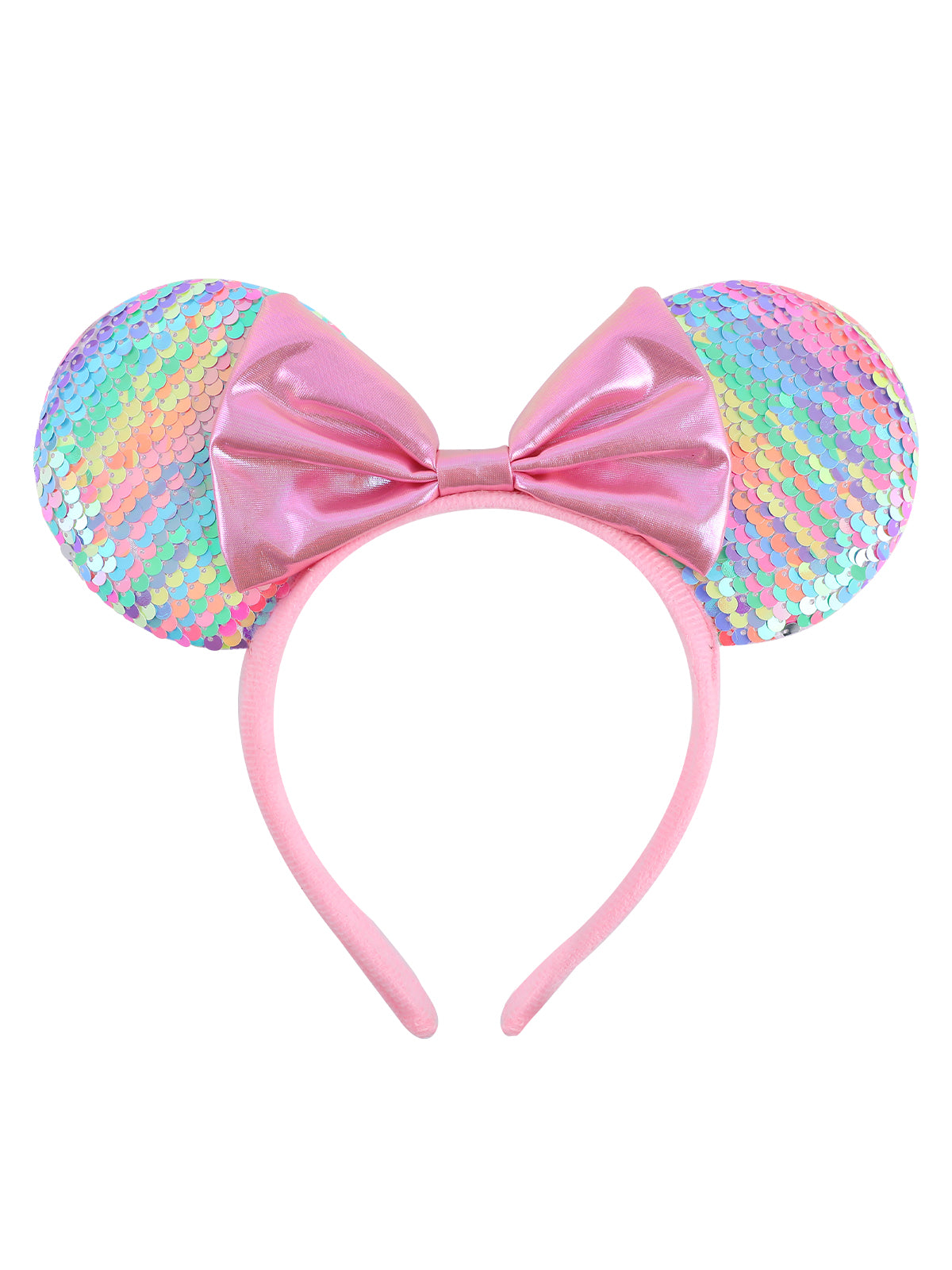 Mouse Ears Headband with Sequin Bow Cute Hair Accessories for Girls & Women, Perfect for Birthday Parties,