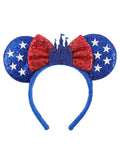 Mouse Ears Headband with Sequin Bow Cute Hair Accessories for Girls & Women, Perfect for Birthday Parties