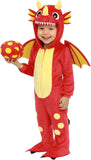 ROC PARTY Dinosaur & Monster Costume for Toddlers - 3D Animal Hooded Dress-Up Outfit for Halloween, Cosplay & Parties (Red Pterosaur, 3-4T)