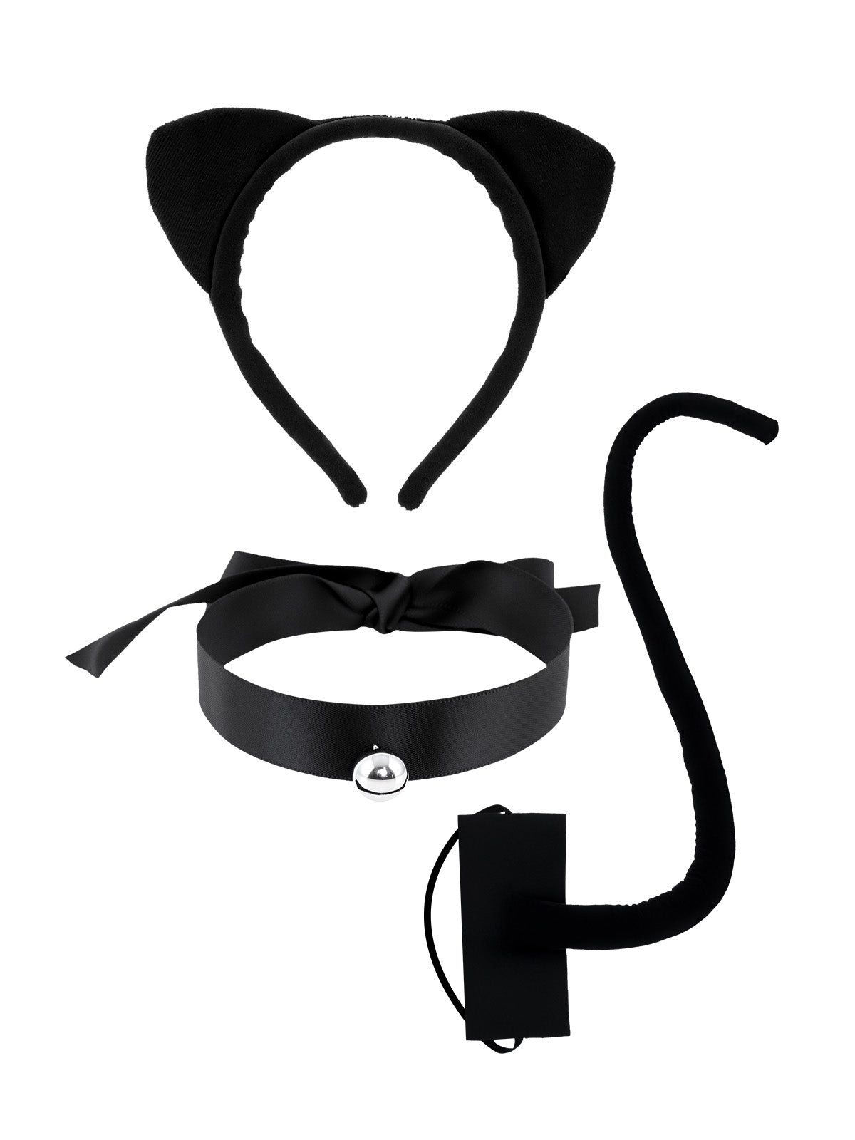Cat Accessory Set – 3 PCS Headband with Ears, Tail & Collar for Kids & Adults, Perfect for Halloween, Costume Parties, Cosplay & Animal Theme Events