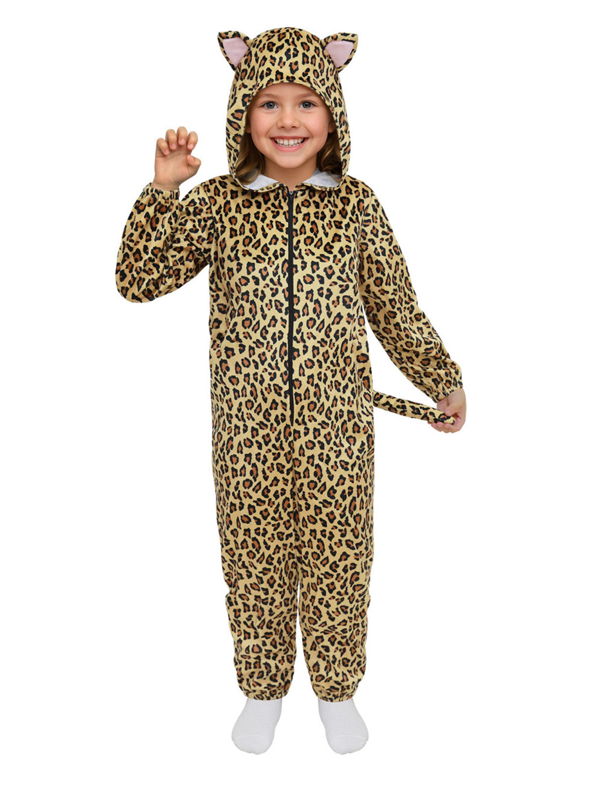 Unisex Kids Leopard & Meow Cat Onesie - Hooded 3D Animal Pajama Costume for Halloween, Cosplay & Sleepwear