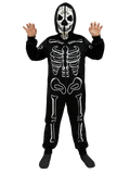 Creepy Skeleton Costume for Kids One-Piece Hooded Halloween Jumpsuit for Boys & Girls Dress-Up
