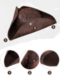 Mens Faux Leather Pirate Hat for Halloween Pirates Cosplay Party