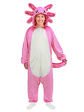 Kawaii Axolotl Onesie Pajamas for Adults - One-Piece Salamander Costume Sleepwear for Halloween & Cosplay Party