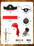 Pirate Costume Accessories Set for Halloween Parties Adult Men Size