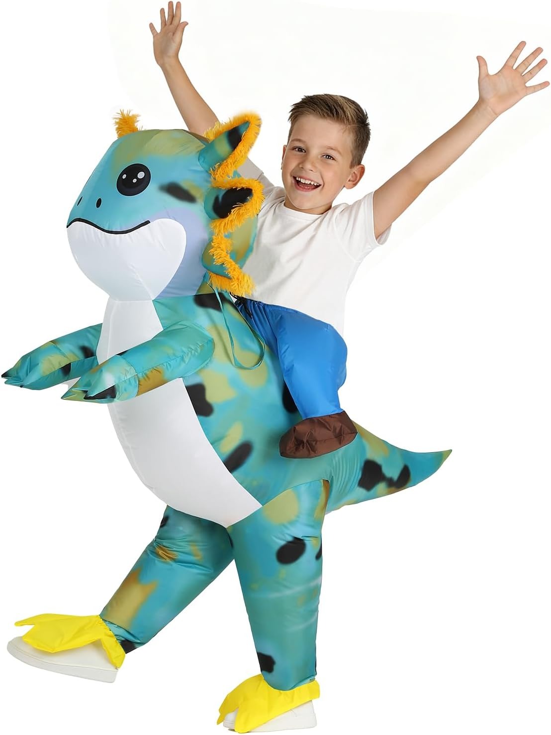 Kids Inflatable Axolotl Costume - Funny Halloween Costumes for Girls&Boys, Blow Up Ride On Outfit for Party & Cosplay