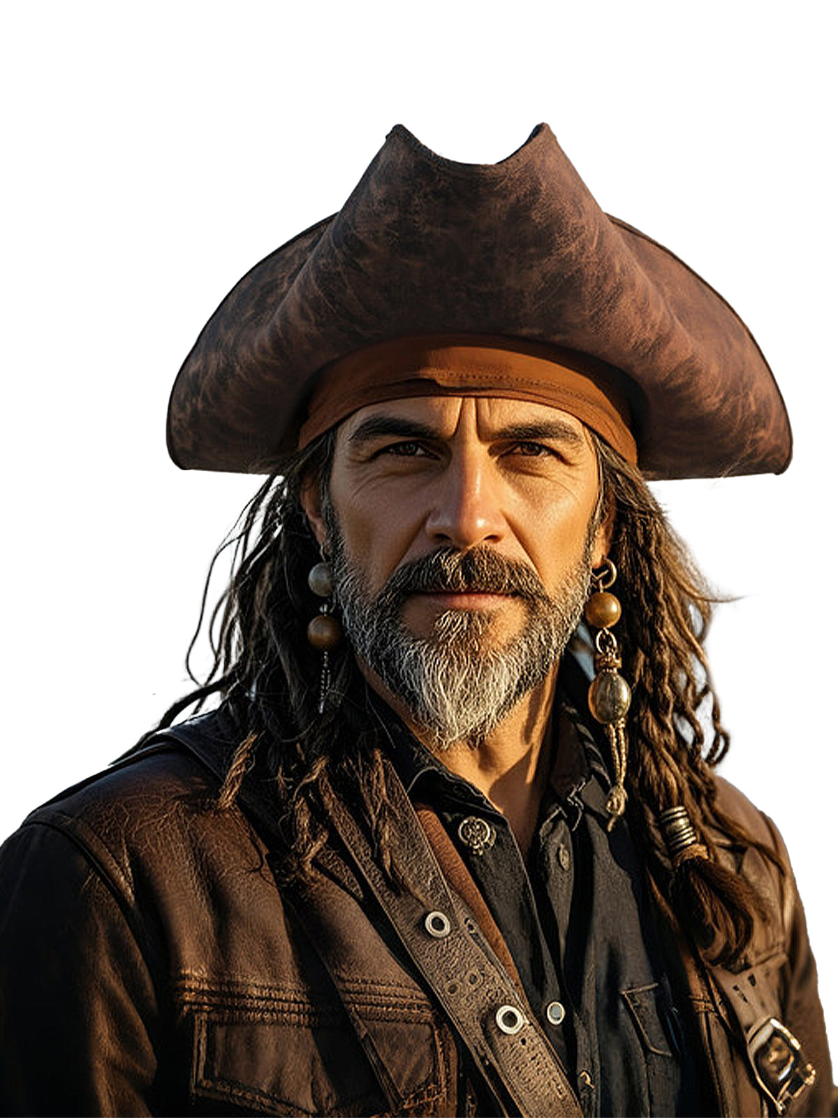 Mens Faux Leather Pirate Hat for Halloween Pirates Cosplay Party