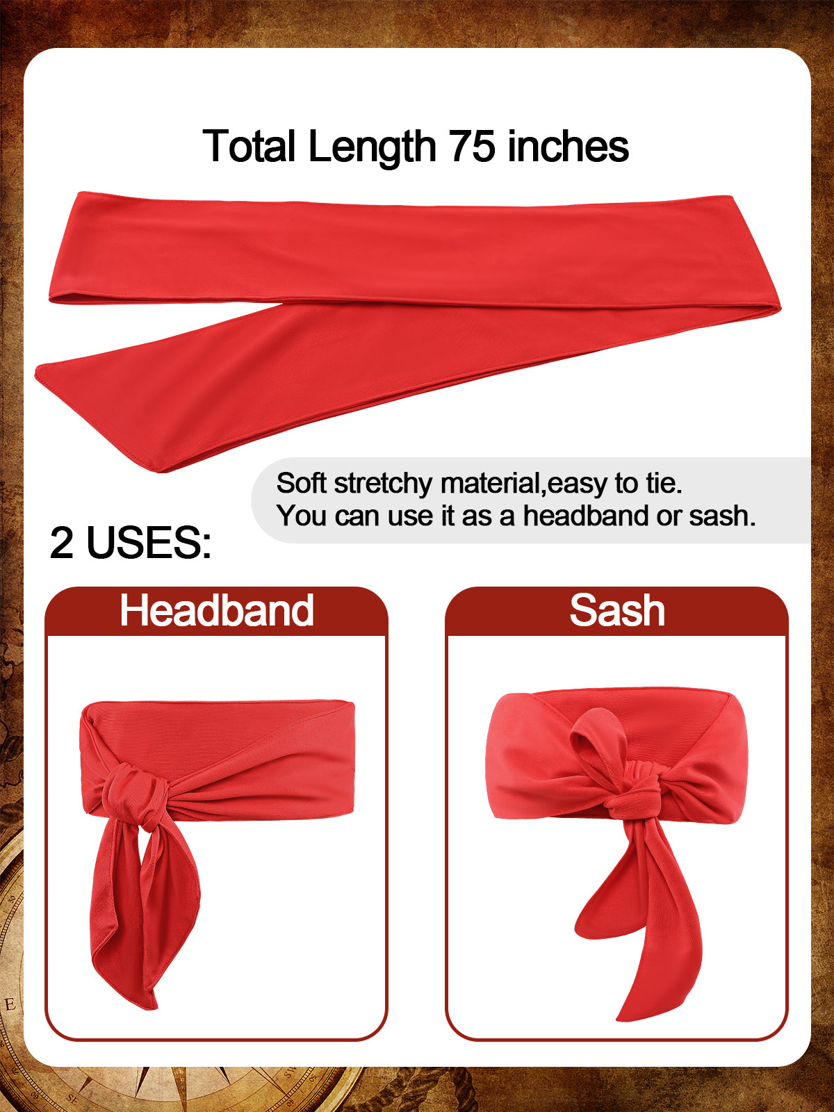 Pirate Costume Accessories Set for Halloween Parties Adult Men Size