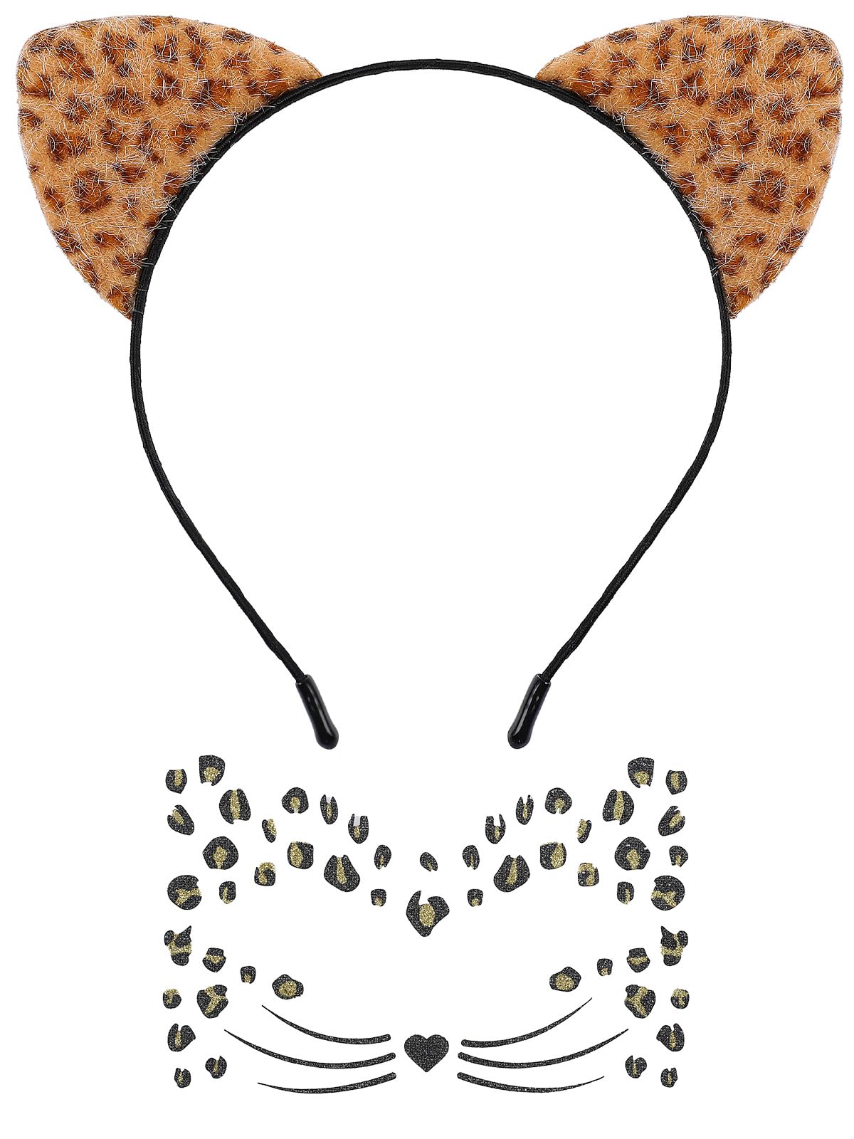 Cat Ears Headband Furry Black Kitty Ears for Girls & Women Soft Plush Cat Costume Hair Accessories for Halloween