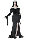 Womens Gothic Floor Length Costume Off Shoulder Dress for Halloween