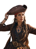 Mens Faux Leather Pirate Hat for Halloween Pirates Cosplay Party