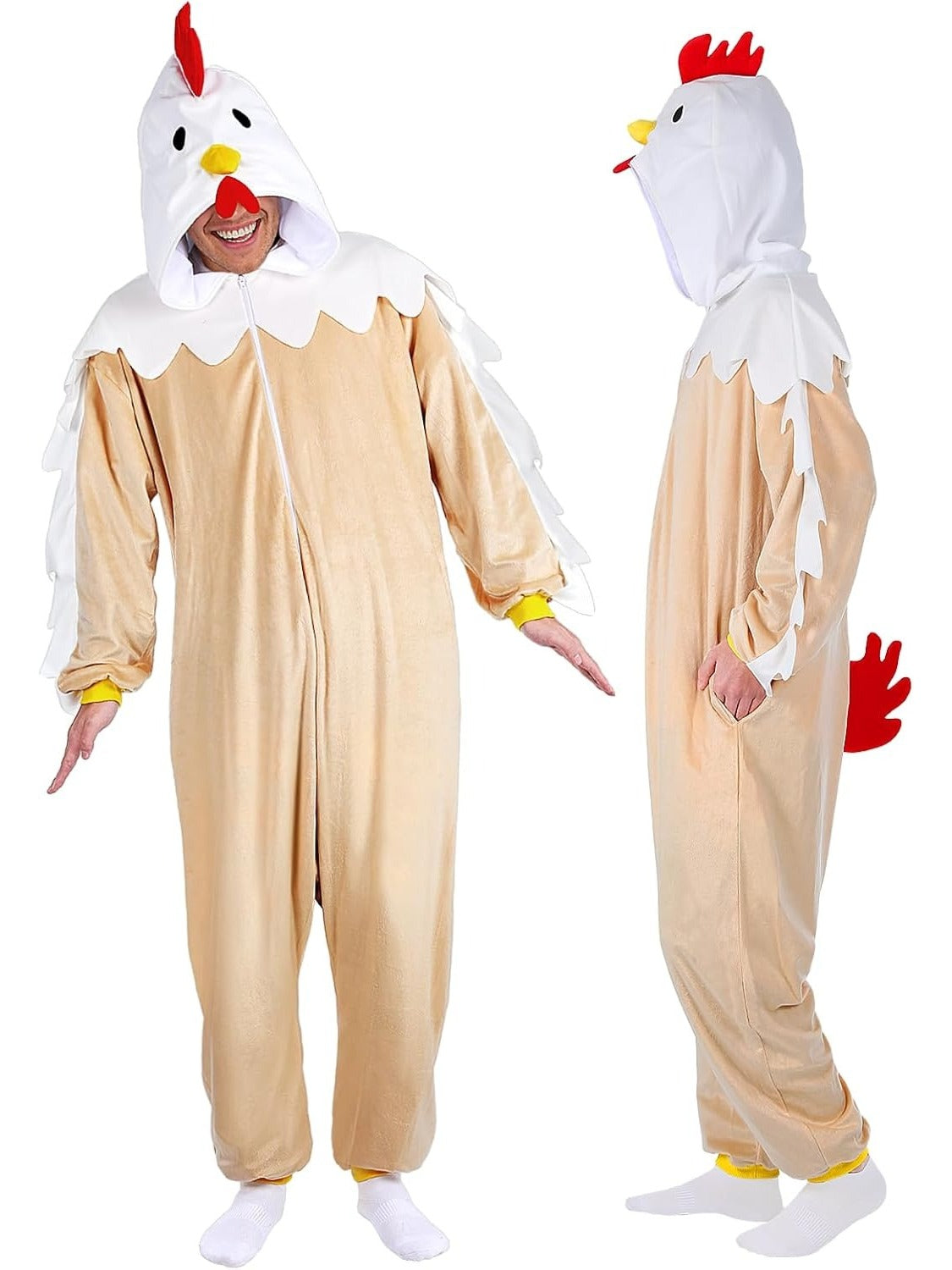 Animal Onesie Costume for Adults - Cozy Farm-Themed One-Piece Pajamas with 3D Hood for Halloween, Cosplay & Party