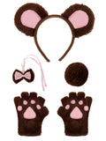 Cute Animal Cosplay Set - Cat, Fox, Bear, Dalmatian, Mouse Theme Accessories (Ears, Tail, Gloves, Bow)