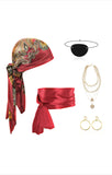 Adult Pirate Costume Accessory Set – 5 PCS Pirate Hat, Eye Patch, Earring, Necklace & Sword for Halloween, Cosplay, Pirate Theme Parties & Dress-Up Events