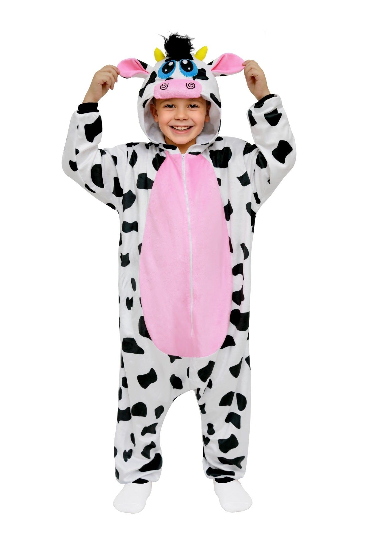 Animal Onesie Costume for Kids - Cozy Farm-Themed One-Piece Jumpsuit with 3D Hood for Halloween, Cosplay & Party