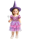 ROC PARTY Colorful Witch Costume for Girls - Cute and Playful Dress with Hat for Halloween, Cosplay Themed Parties