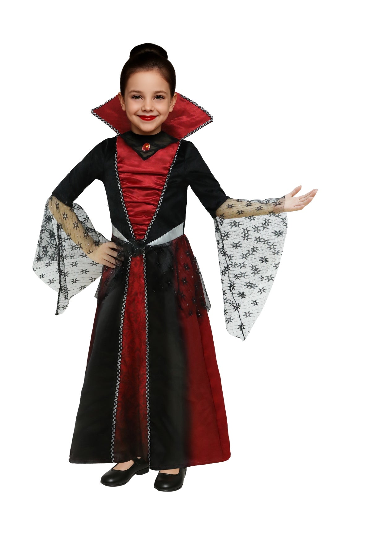 ROC PARTY Vampire Costume Dress for Girls - Halloween Themed Party Dress Up (Classical Vampire, 8-10 Years)