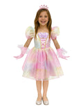 ROC PARTY Rainbow Princess Costume for Girls - With Tiara & Gloves for Halloween Parties & Cosplay (Rainbow Princess, 7-8 Years)