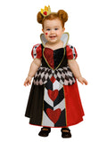 ROC PARTY Queen of Hearts Costume for Girls - Red and Black Long Dress & Headband for Halloween, Cosplay & Theme Parties (Queen of Hearts, 3-4T)