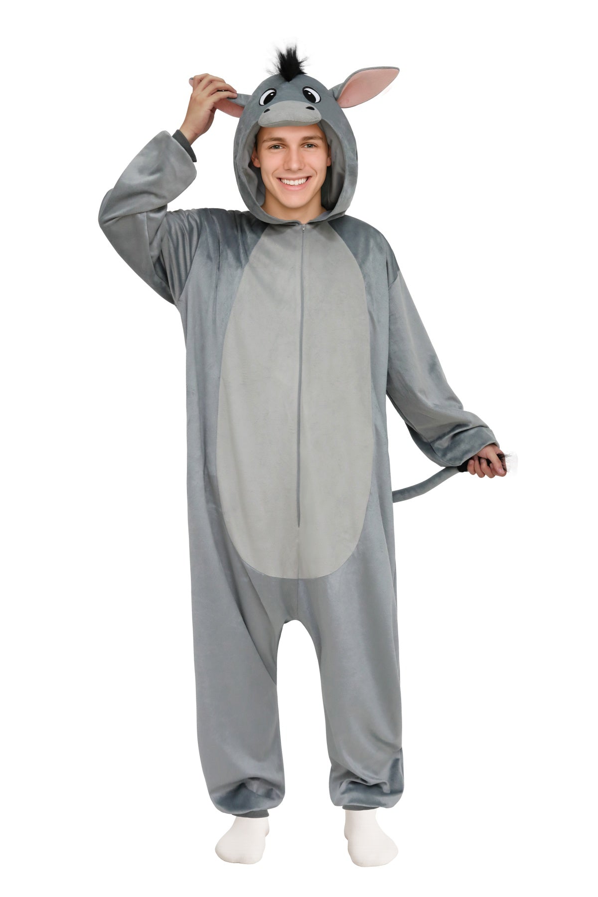 Animal Onesie Costume for Adults - Cozy Farm-Themed One-Piece Pajamas with 3D Hood for Halloween, Cosplay & Party