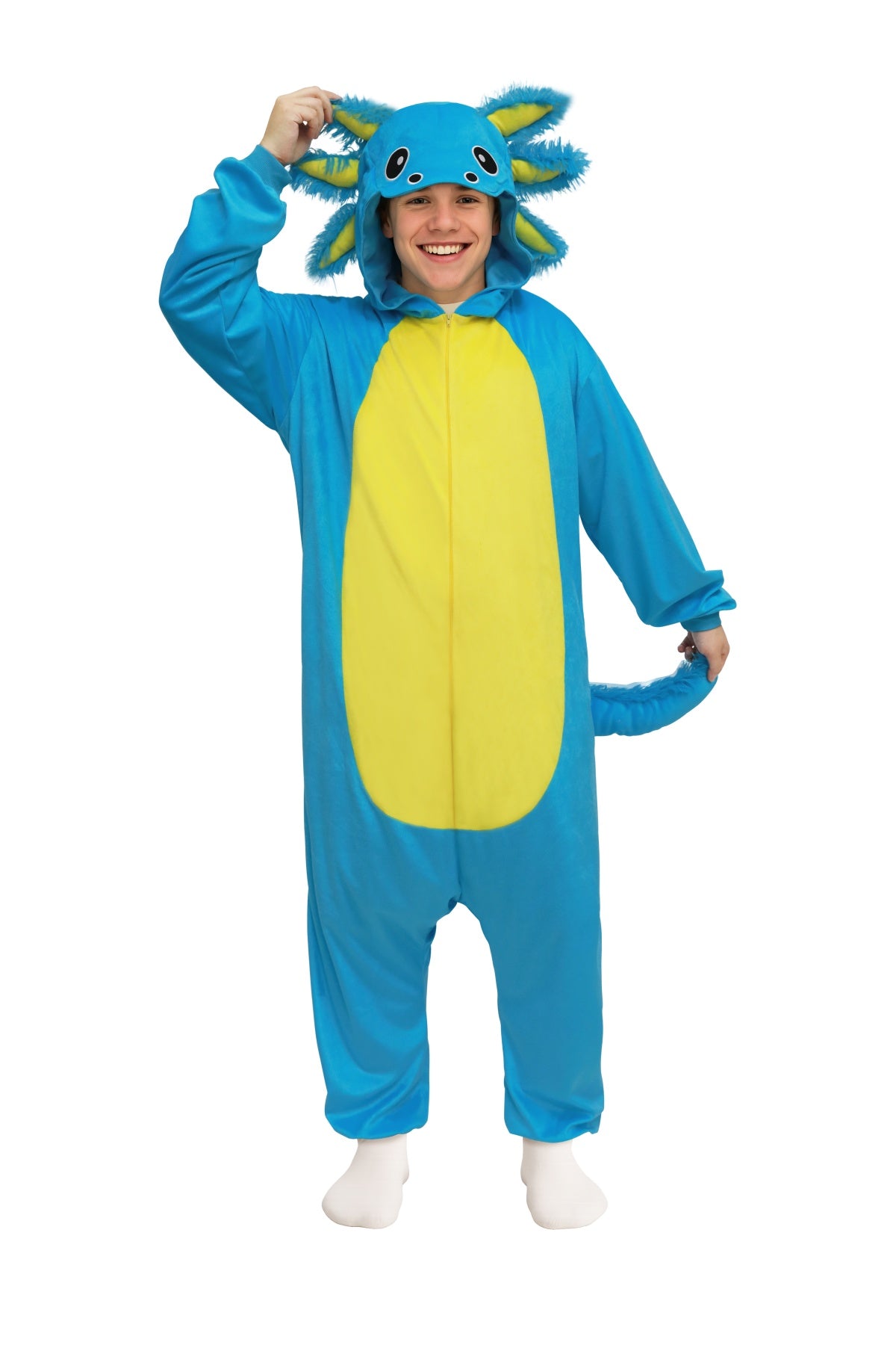 Kawaii Axolotl Onesie Pajamas for Adults - One-Piece Salamander Costum ...