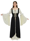 Women's Renaissance Costume Set,Plus Size Off-Shoulder Gothic Gown w/Lace Sleeves for Halloween, Irish & Medieval Fairs