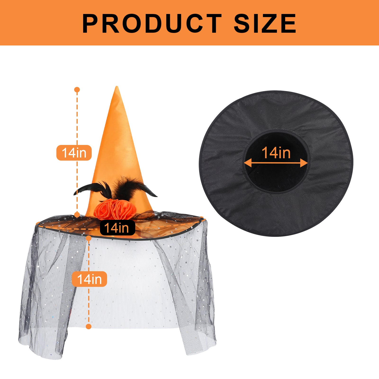 Witch Hat with Veil for Holloween Costume