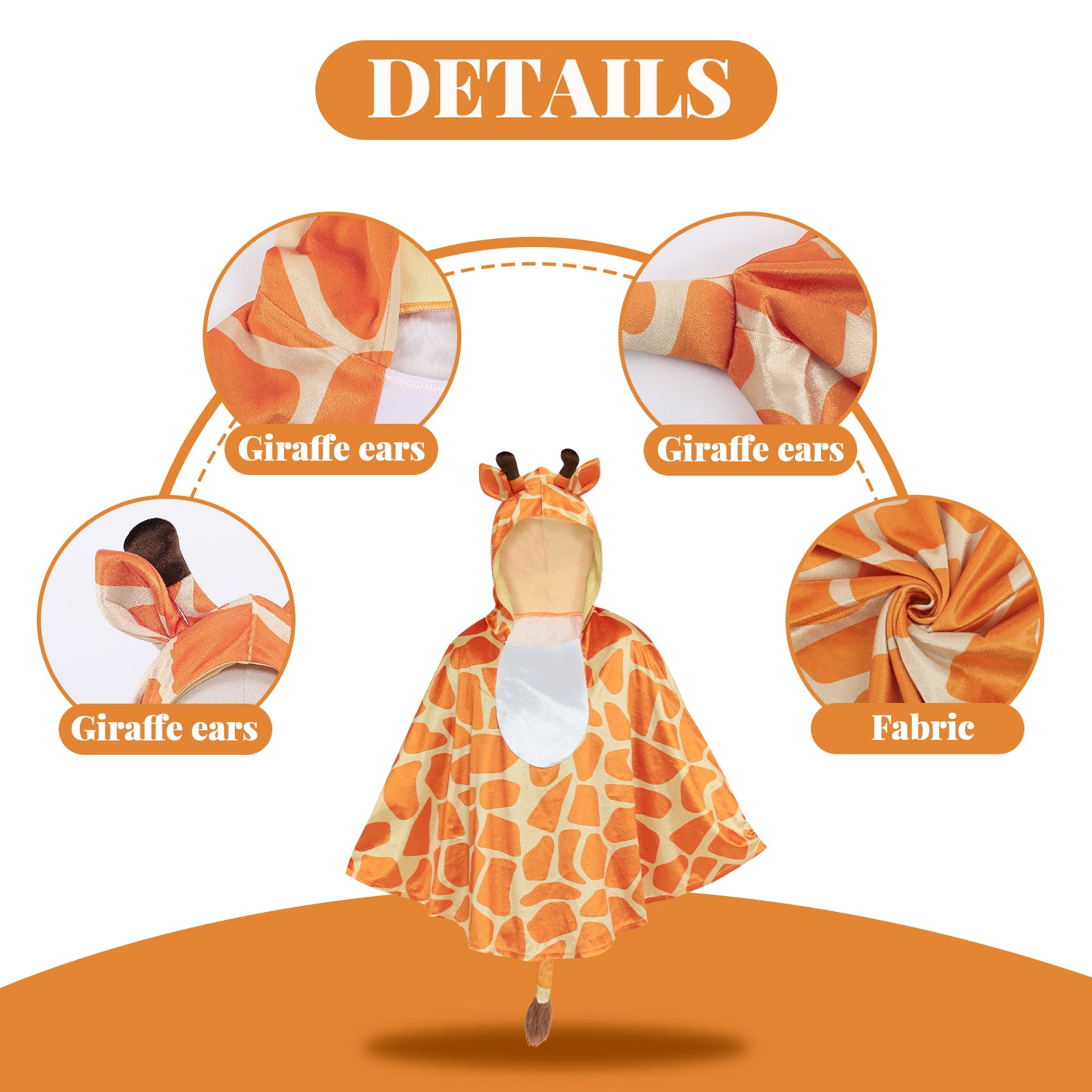 Women's Animal Hooded Cape Costume, Deer & Giraffe Cloak for Halloween, Cosplay, or Winter Party