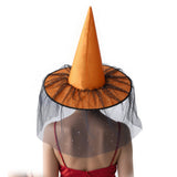 Witch Hat with Veil for Holloween Costume