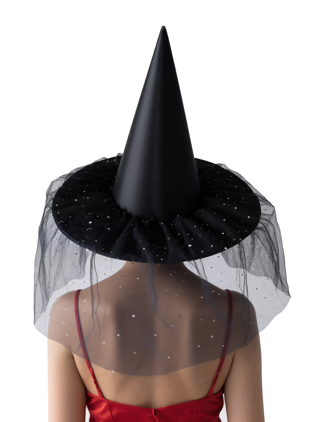 Witch Hat with Veil for Holloween Costume