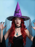 Witch Hat with Veil for Holloween Costume