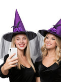 Witch Hat with Veil for Holloween Costume