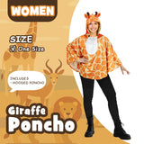Women's Animal Hooded Cape Costume, Deer & Giraffe Cloak for Halloween, Cosplay, or Winter Party
